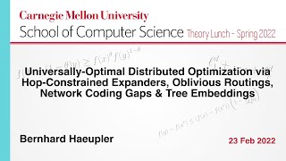Bernhard Haeupler: Universally-Optimal Distributed Optimization