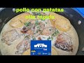 Muslo de pollo con patatas en olla rpida con tomillo fresco