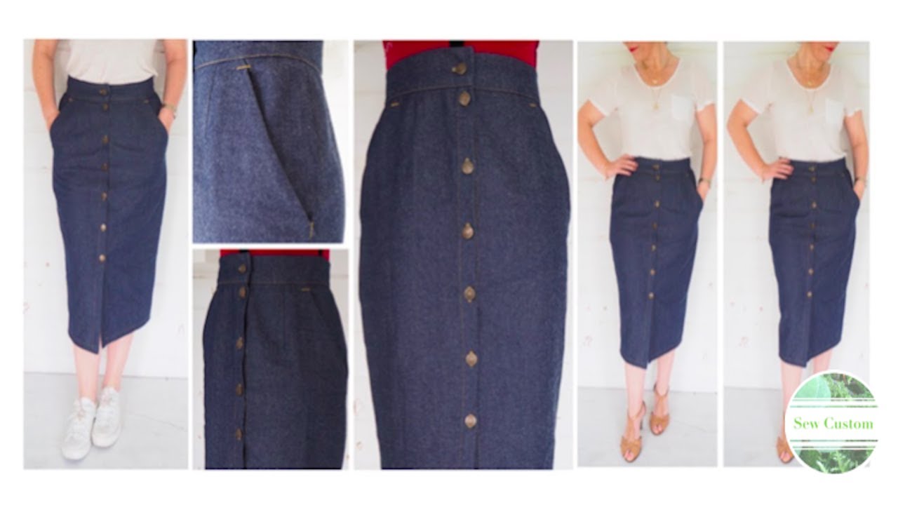 The Making of my Denim Button Down Skirt - YouTube