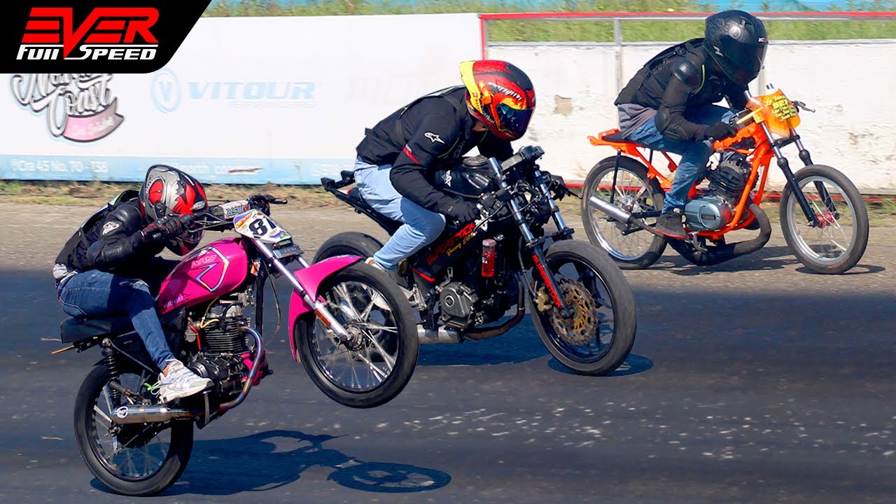 AKT NKD 🆚 Yamaha RX115 🆚 Pulsar NS 200 🆚 Suzuki AX 100 🔥DRAG RACING 15 seg. Piques Barranquilla 2022