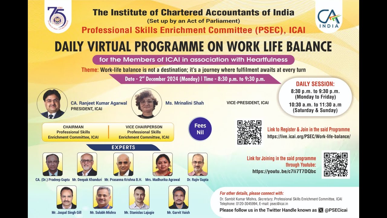 Daily Virtual Programme on Work Life Balance - YouTube