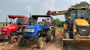 JCB 3DX Eco Excellence Loading Red Mud In Mahindra Tractor And Sonalika Tractor Trolley | Jcb Dozer 