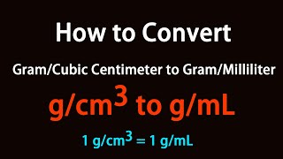 How to Convert Gram/Cubic Centimeter to Gram/Milliliter?
