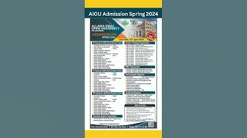AIOU Spring Admission ADE/BEd/BS/BBA/Post Graduate Diploma Programmes