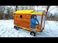 Upgrading the drivable camper  full cabin build  snowy overnight adventure