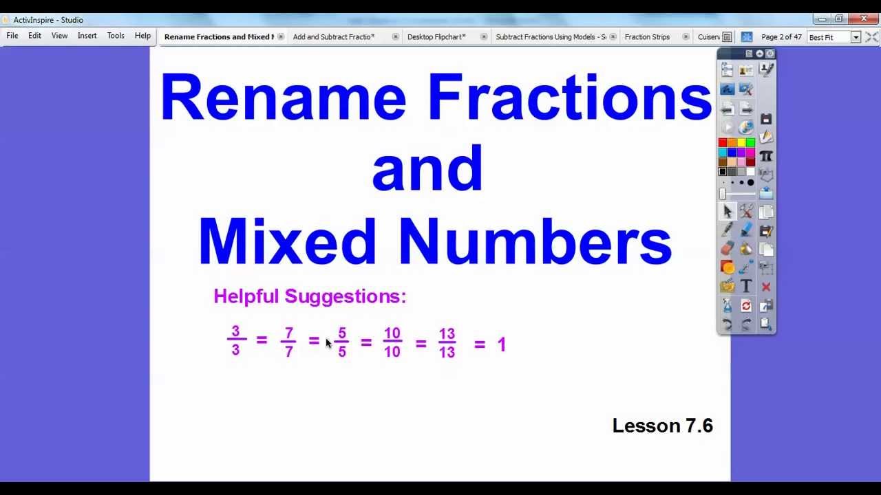 rename-fractions-and-mixed-numbers-section-7-6-youtube