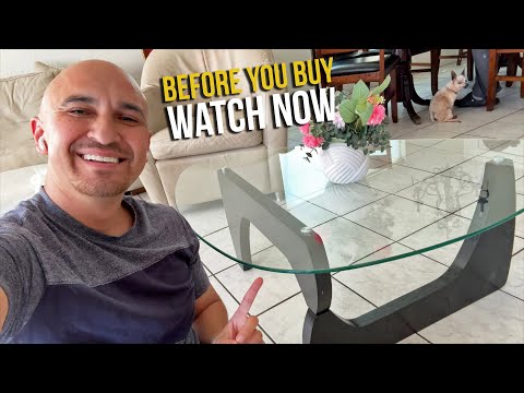 Modern Coffee Table Review | Btrpily Black Triangle Wood and Marble Style Table Setup