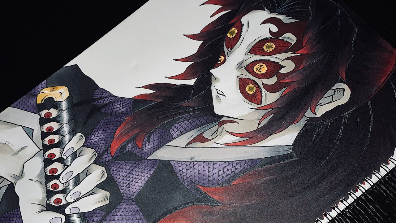 『鬼滅の刃』描いてみた！上弦の壱 黒死牟【kimetsu No Yaiba】drawing 《kokushibou》 Youtube