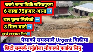 Lalitpur Ma Jamma 6 Lakh 75 Hajar Ana Ma Jagga Bikrima 8M Road || Ghar Jagga Kathmandu || GHAR JAGGA