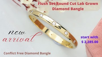 Flush Set Round Cut Lab Grown Diamond Bangle #bangles #labgrowndiamond  #purelabgrown @ourosjewels