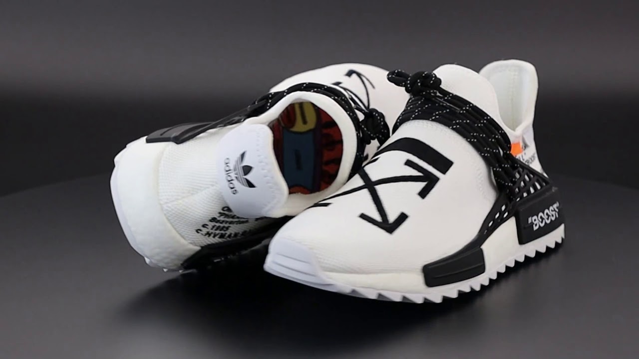 Кроссовки мужские OFF-WHITE x Pharrell x Adidas NMD Hu Race Trail White/Black