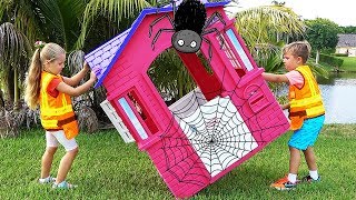 Diana and Roma repairing playhouses