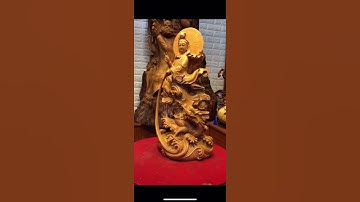 Tượng Phật Quan Âm Ngự Long Gỗ Hương Đục Sắc Nét - Đồ Gỗ Kangnam