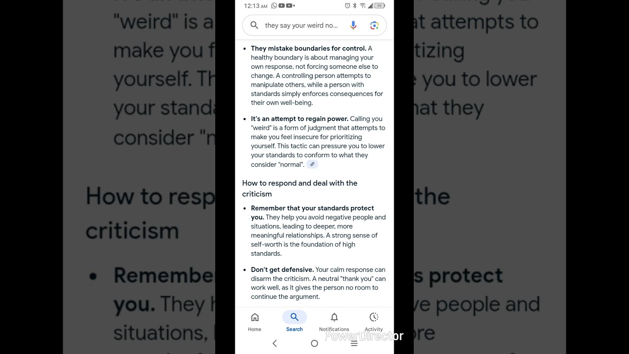 You're weird now that you have standards. 