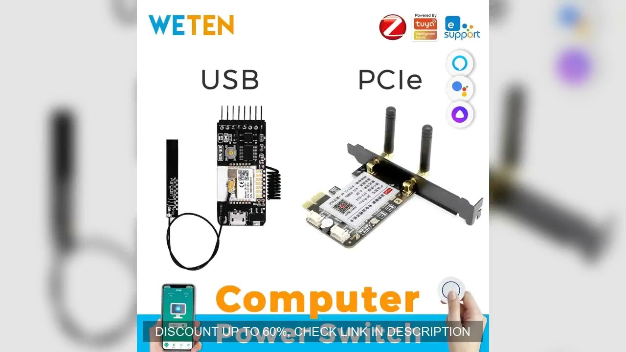 Tuya eWeLink Wifi Zigbee Computer Power Reset Switch USB PCIe Card Remote Control for PC Desktop Com
