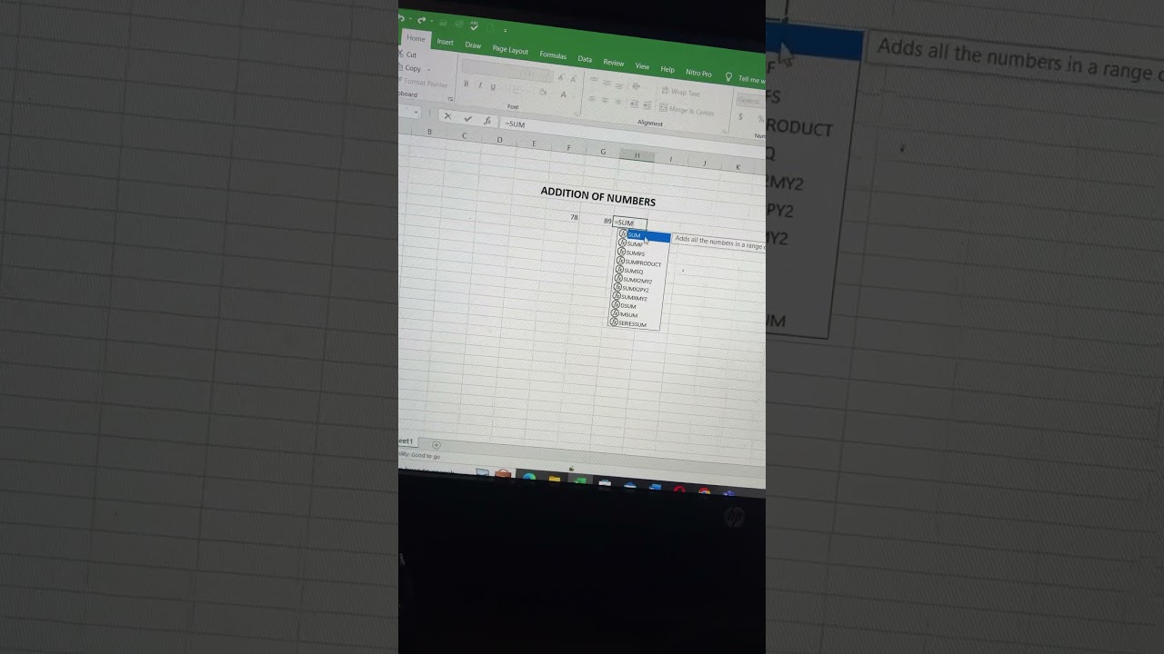 ⁣Adding numbers in excel