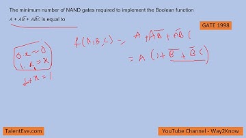 The minimum number of NAND gates required to implement the Boolean function𝐴 + 𝐴𝐵̅ + 𝐴𝐵̅𝐶 is equals