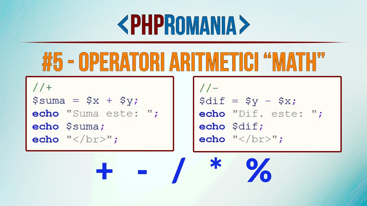 PHP Tutorial romana - PHP Arithmetic Operators - YouTube