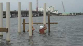 Using drill template to mark holes on TuffDock Pilings