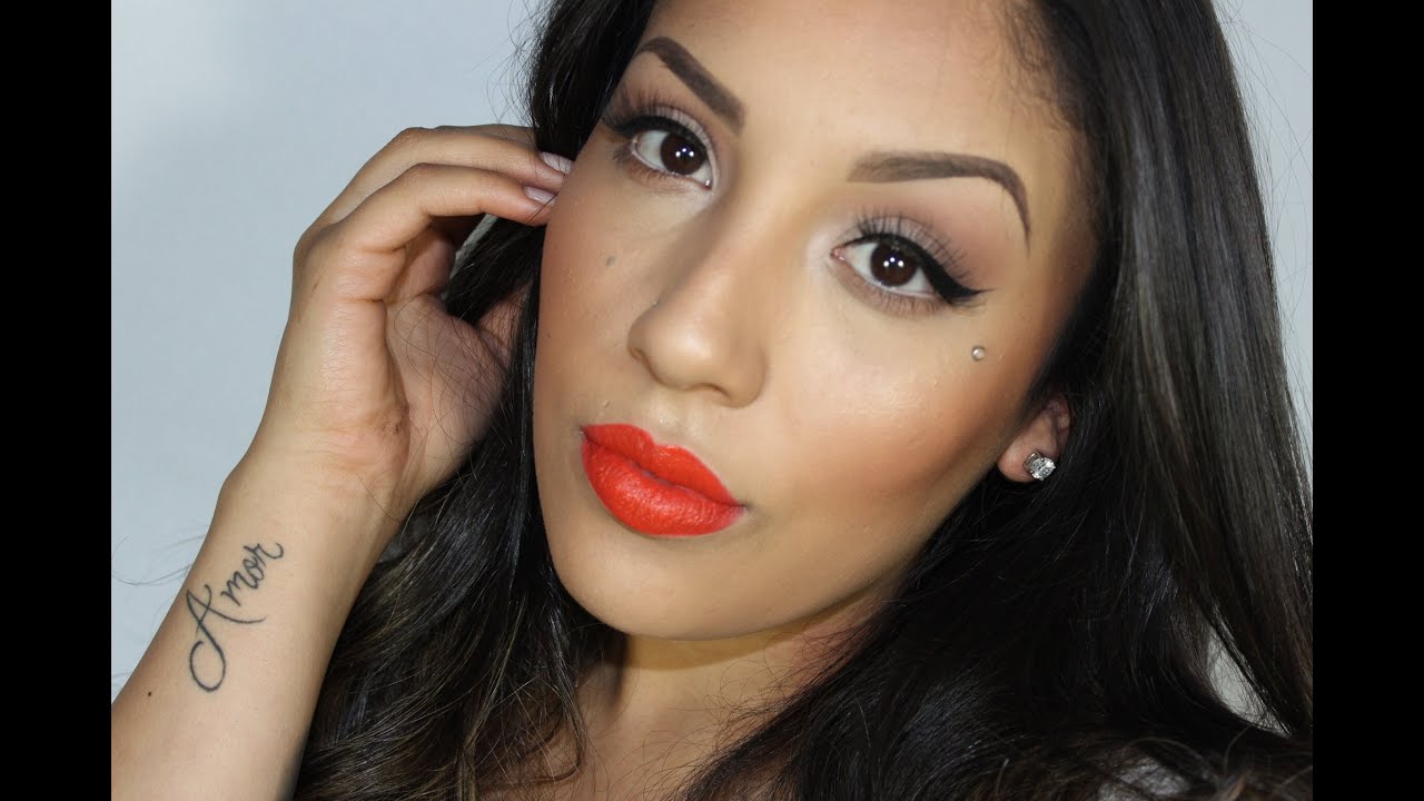 Simple Eye Bold Orange Lip Summer Makeup Tutorial YouTube
