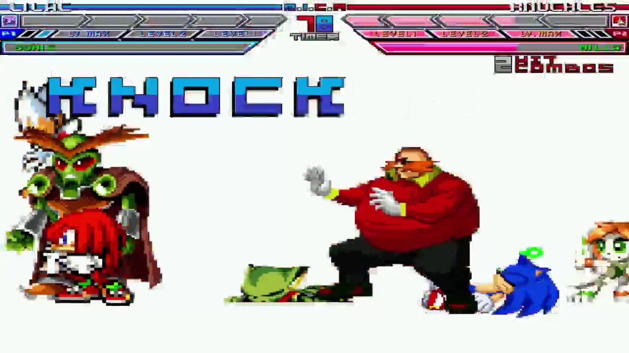 Glowrock Mugen Sonic Sash Tails and Carol vs Knuckles Milla Robotnik and Lord Brevon
