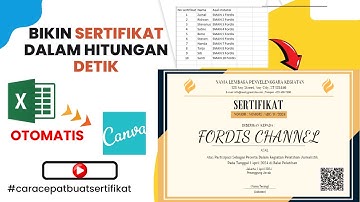 Tutorial Membuat E-sertifikat jumlah banyak dengan CANVA & Excel I BarcodeI Excel share googe drive