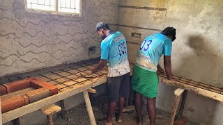 Kitchen Slab Installation _Technology of House Kitchen Table Formwork and Concrete with Iron Rod