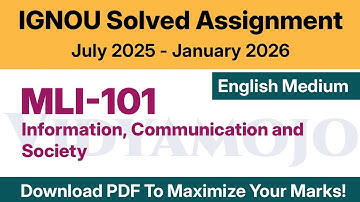 IGNOU MLI 101 Solved Assignment 2025-26 English Medium PDF Download | MLIS Solved Assignment