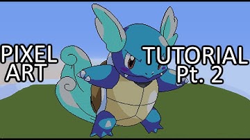 Minecraft Pixel Art Tutorial - Wartortle (Pokémon) Part 2