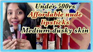 Nude Lipsticks |under 500rs |MEDIUM -DUSKY skin tone |#lipsticksswatches #nudeshades #duskyskintone screenshot 1