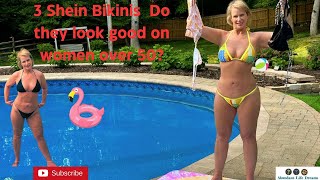 This 58-Year-old woman Tryon 3 Shein Colorful Cheeky Inexpensive Sexy Thong Bikinis Poolside