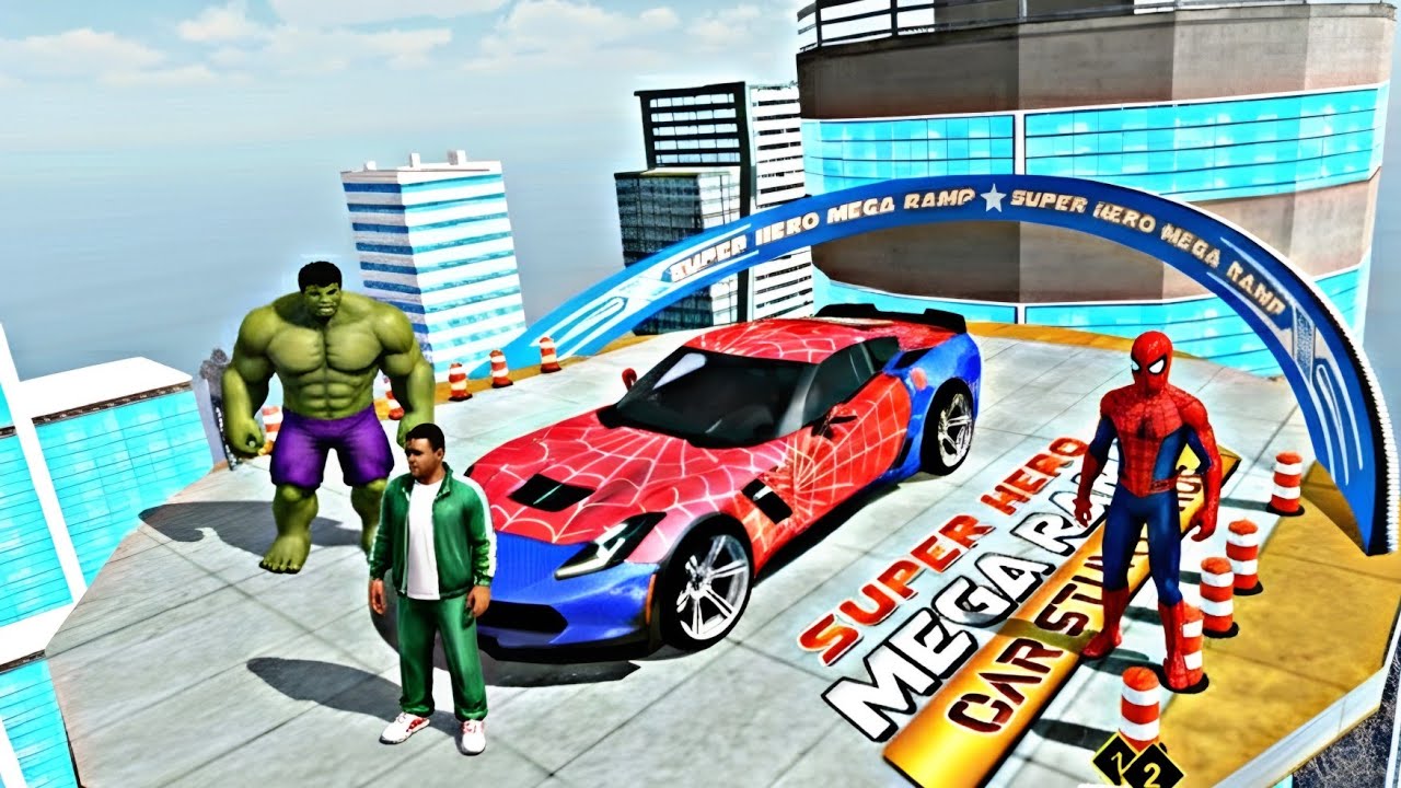 Superhero Car Mega Ramp Driving Tracks- Impossible GT Car Stunts Racing 3D -Android GamePlay