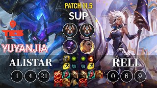 TES yuyanjia Alistar vs Rell Sup - KR Patch 11.5