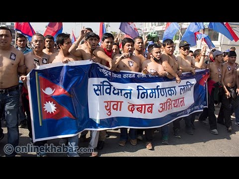 Half Nacked Protester for New Nepali Constitution