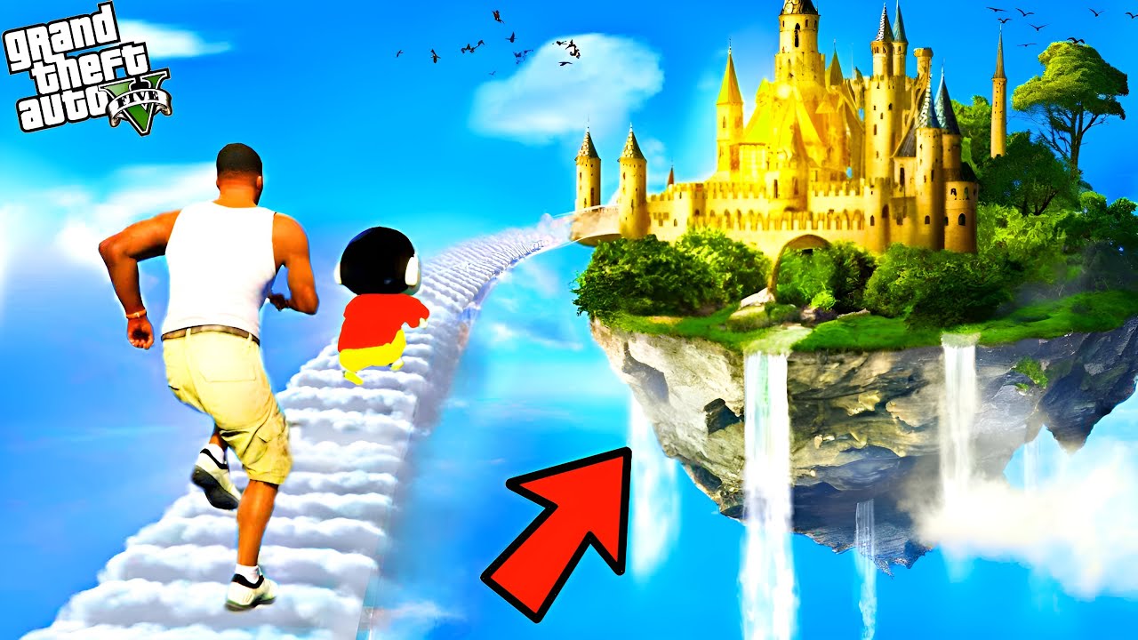 GTA 5 : FRANKLIN AND SHINCHAN TRIED THE IMPOSSIBLE STAIRWAY TO HEAVEN See God in GTA 5 Tamil !