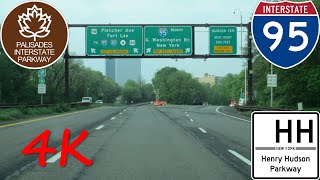 ⁴ᴷ George Washington Bridge (Upper Level) eastbound/inbound (Palisades Pkwy to West Side) [4K VIDEO]