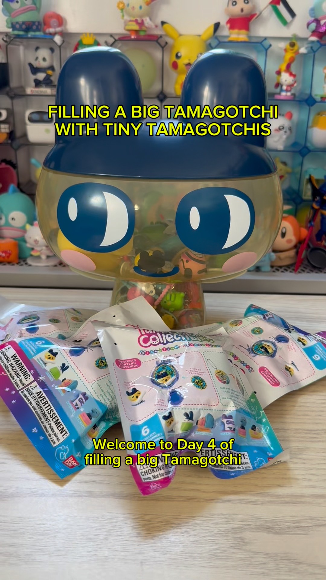 Cramming a bunch of Tamagotchi Collectibles: Night Time keychains
