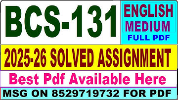 BCS 131 solved assignment 2025-26 || bcs 131 solved assignment 2026 in English || ignou bcs131