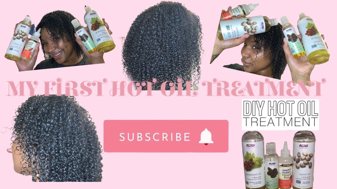 first DIY hot oil treatment on freshly washed and deep conditioned hair