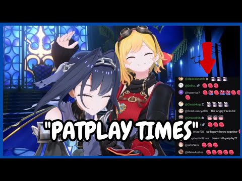 Red emoticons dominate the chat when Kaela headpats a Kronii.