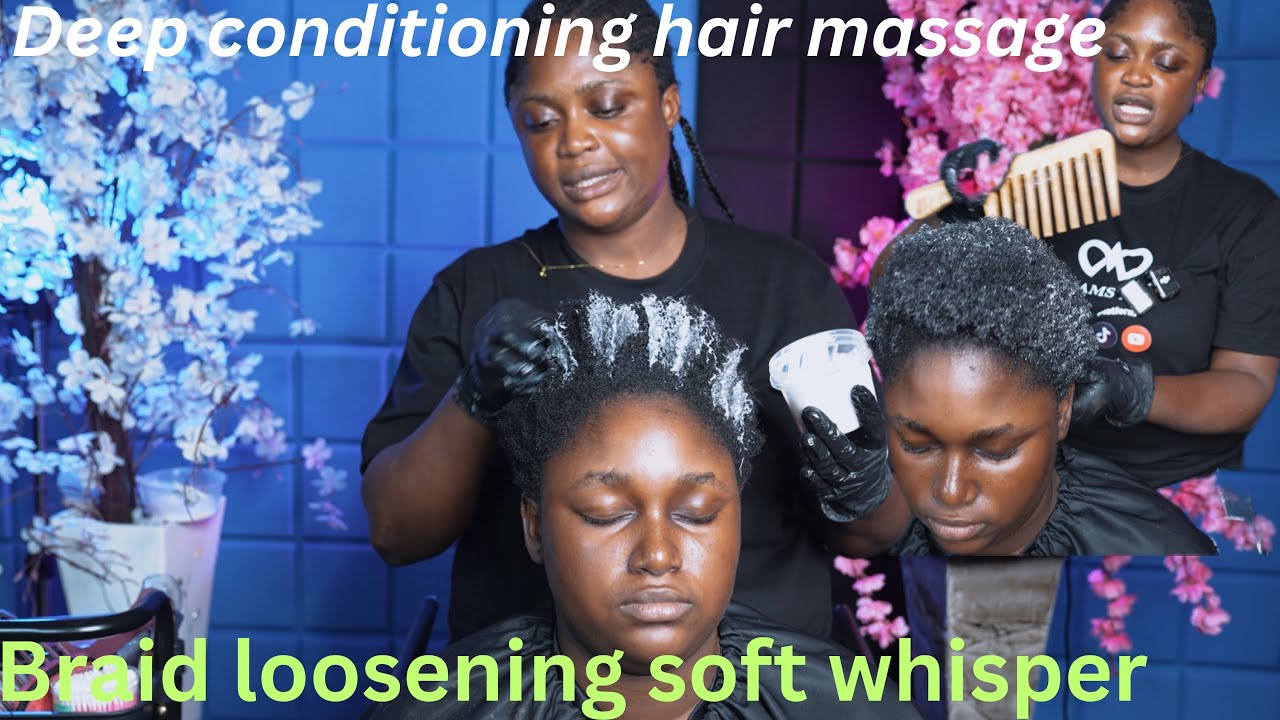 ASMR ✨Deep conditioning hair massage, braid loosening, and hair detangling for relaxation