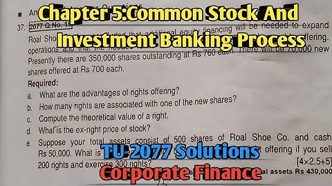 Common Stock and Investment Banking Process // Corporate Finance // Chapter 5// Rights Offering//