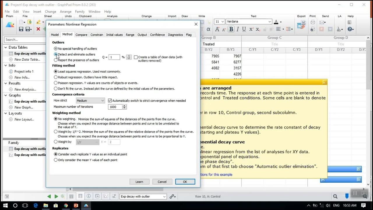 XY & Regression Elimination outliers with Prism GraphPad YouTube