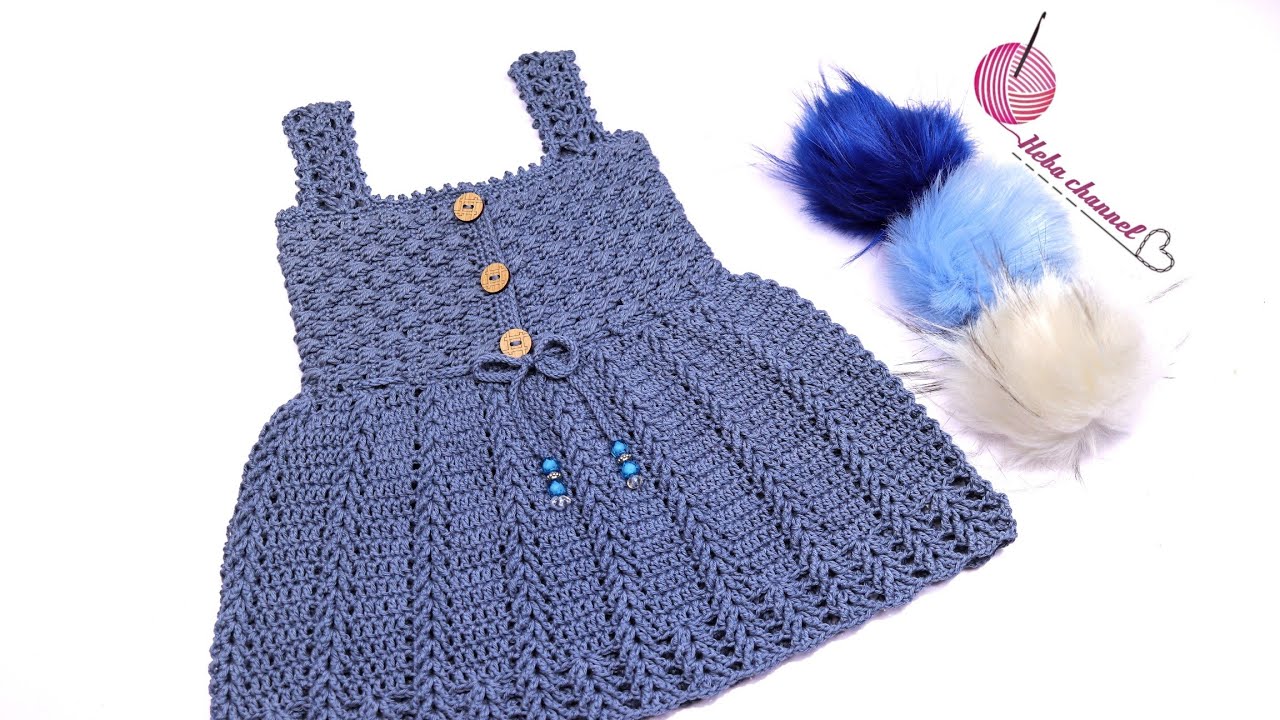 اجمل فستان كروشيه بناتى للصيف مع شرح مفصل لجميع المقاسات وباترون للغرزة