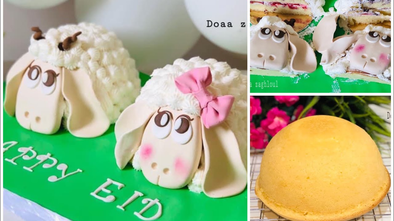 تزيين كيك الخروف 🐏🐑لعيد الأضحي المبارك بشكل بسيط بالكريم شانتية