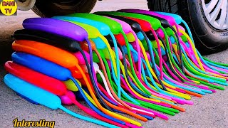 crushing crunchy and soft things with car experiment [aplastando cosas curjientes|Dani tv screenshot 5