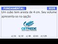 Achando o VOLUME do CUBO na Prova da Banca CETREDE