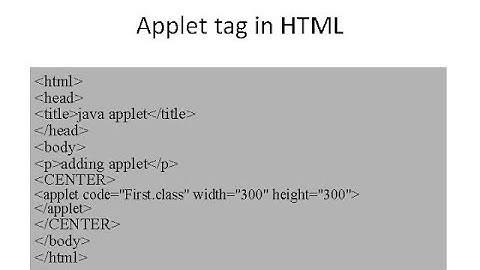 HTML | Applet Tag
