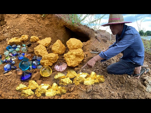 Action of finding treasure full of gold, diamond & gemstone treasure  hunting by digging - YouTube