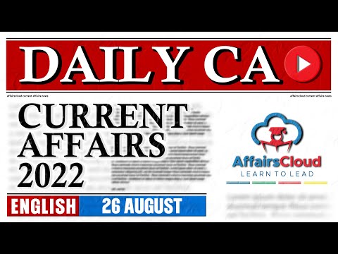 Current Affairs 26 August 2022 | English | By Vikas Affairscloud For All Exams